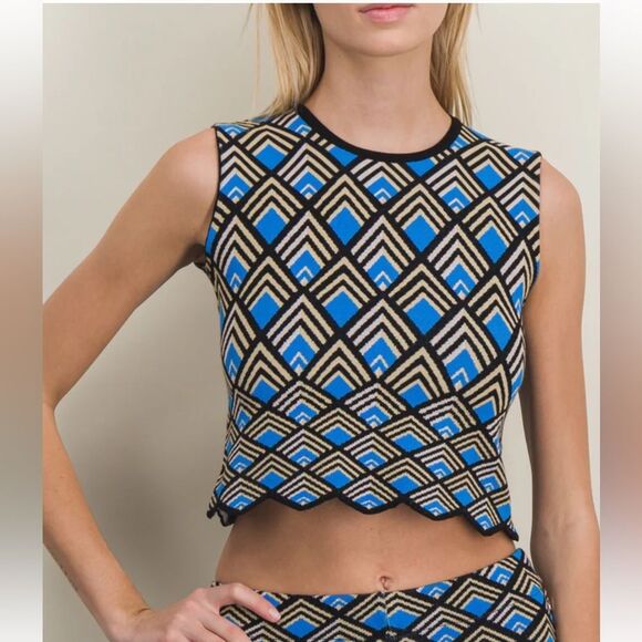 Paco Rabanne Geometric Jacquard Knit Crop Top Size Medium - Picture 8 of 8